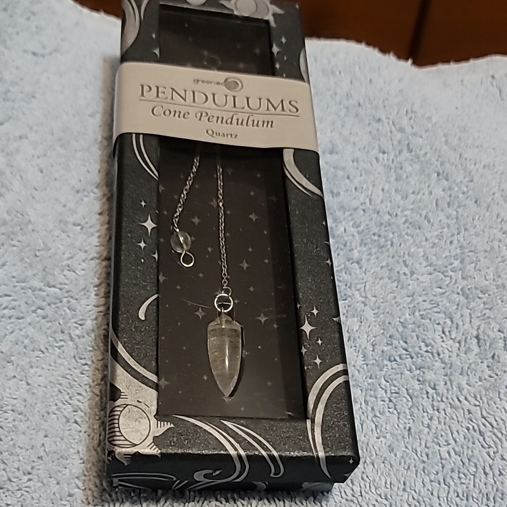 CDX- Gem Pendulums- Cone Rock Quartz/Clear Quartz Pendulum on a link chain,New